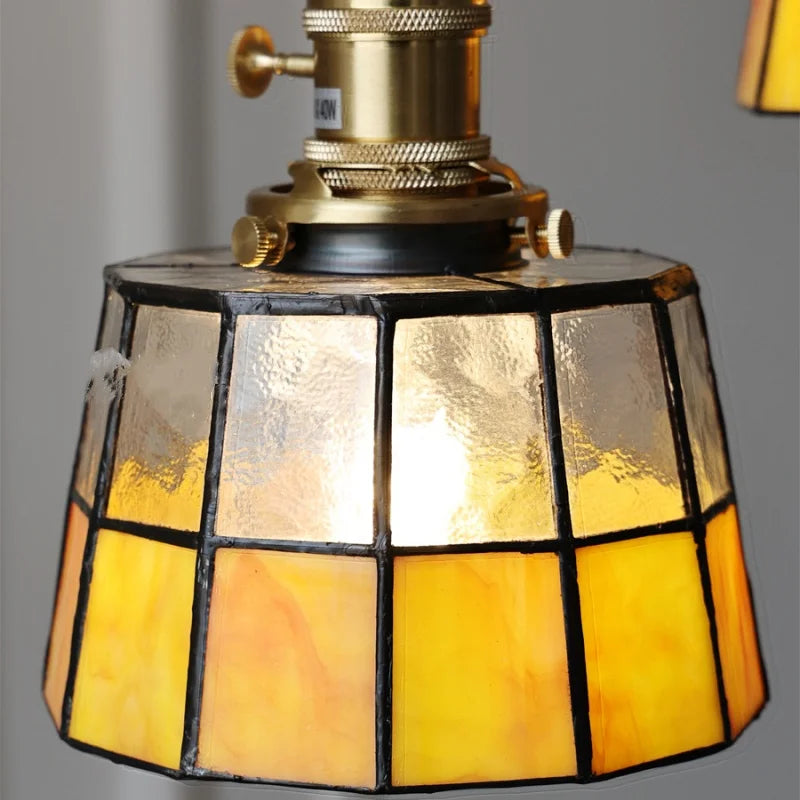 Afralia™ Brass LED Pendant Light with Adjustable Glass & Wood Hang Lamp