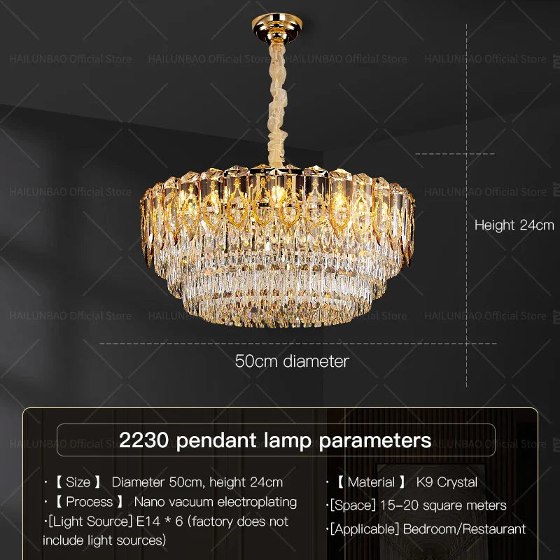 Afralia™ Crystal Chandelier: Modern Luxury Round Italian Restaurant Light