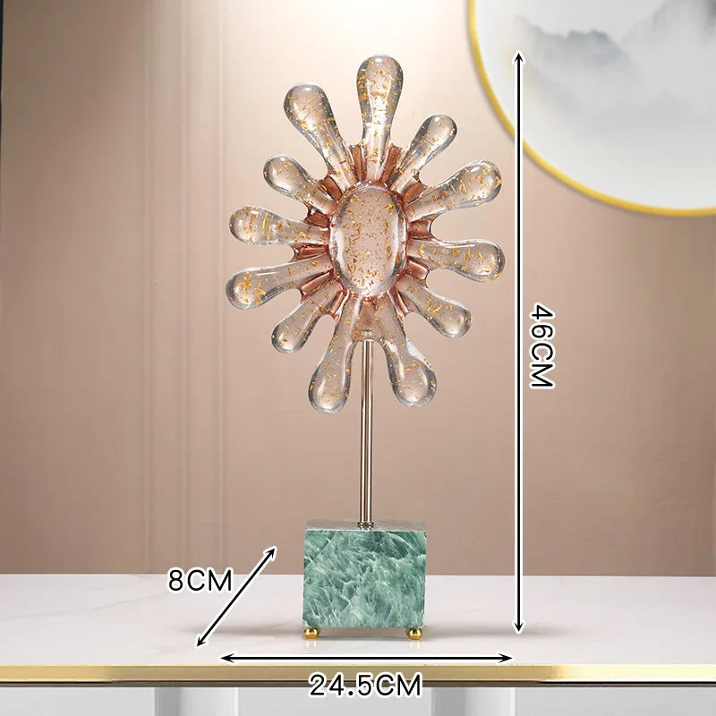 Afralia™ Resin Sunflowers Geometric Ornament Decor for Room, Abstract Gradient Sun Figurines