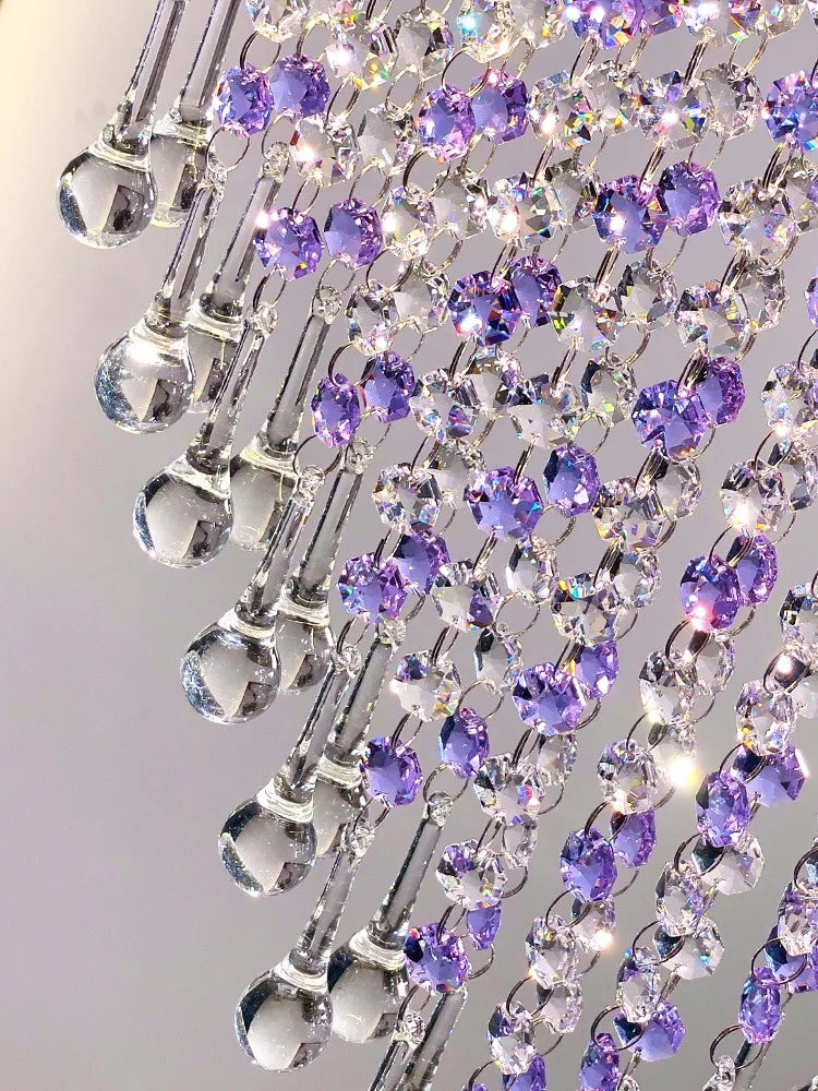 Afralia™ Purple Crystal Chandelier Pendant Light for Restaurant Bedroom - Minimalist Modern Design