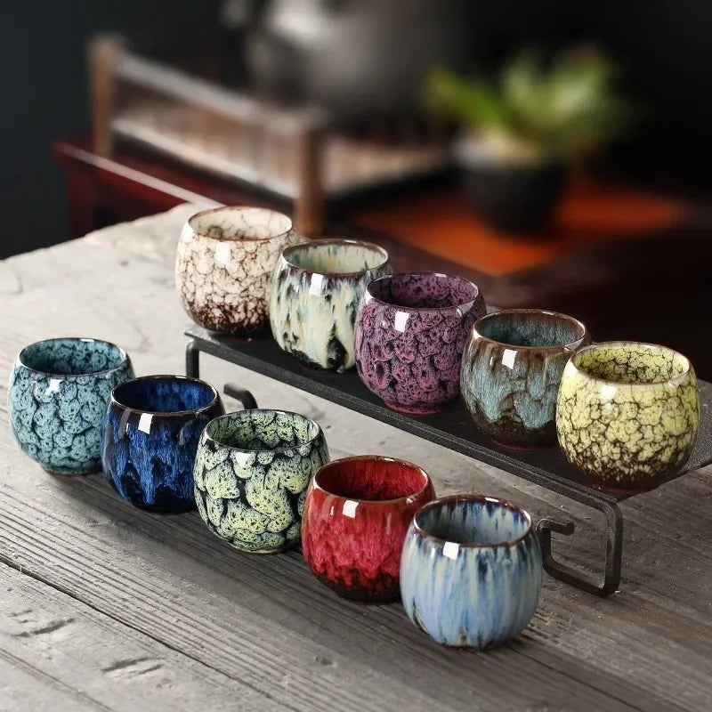 Afralia™ Ceramic Kung Fu Tea Cup Set - Handcrafted Porcelain Drinkware for Coffee and Wine