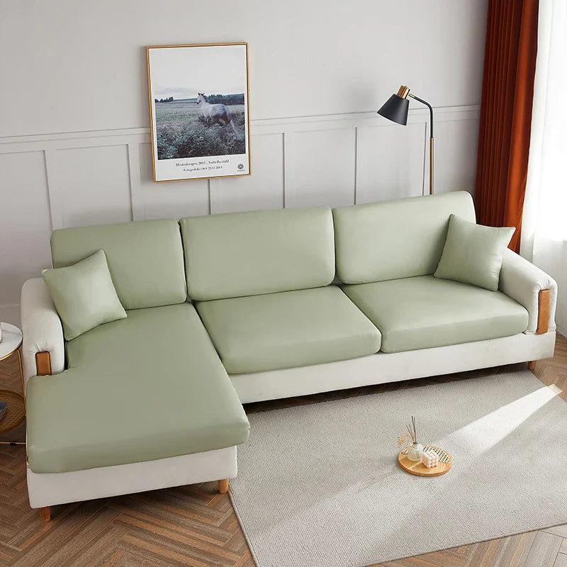 Afralia™ Stretch PU Leather Sofa Cover Solid Color Slipcovers