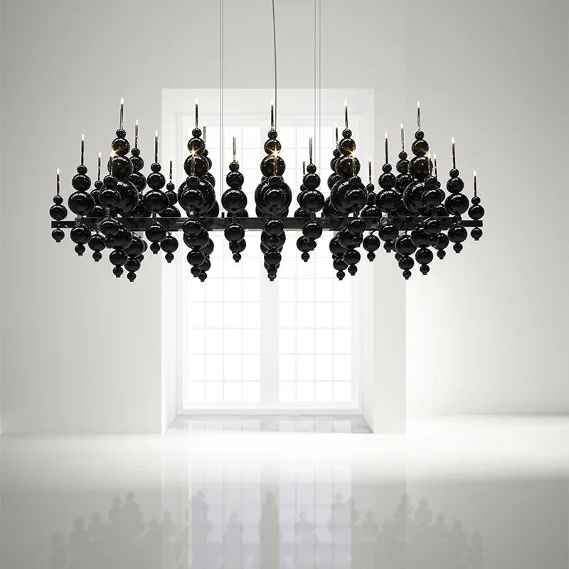 Afralia™ Black Gourd Pendant Chandelier for Dining Living Bedroom - Modern Ceiling Light