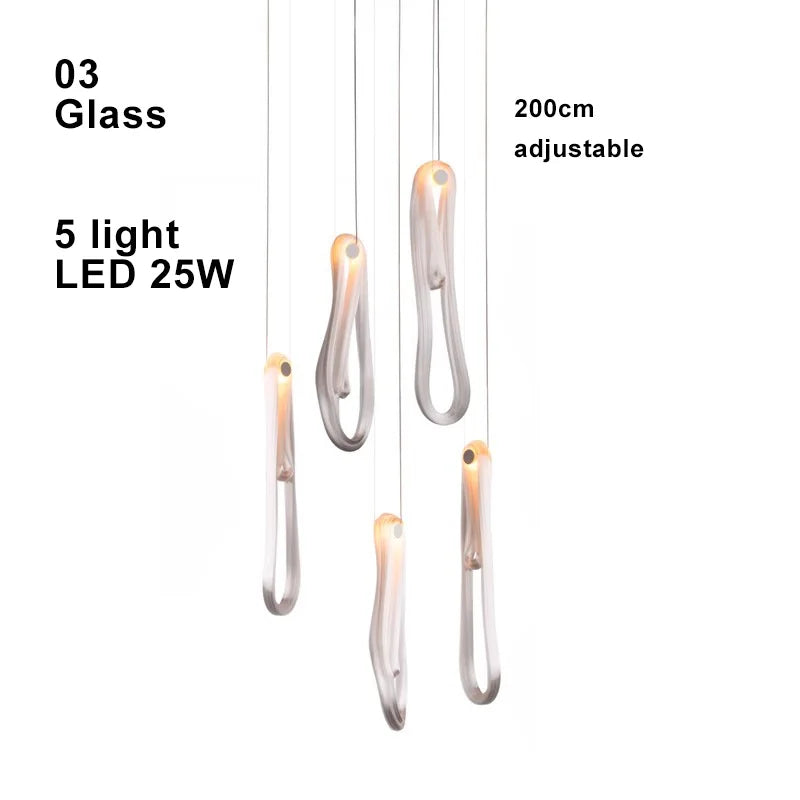 Afralia™ Linear White Glass Chandelier LED Dimmable Bedroom Light