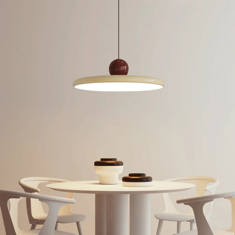 Afralia™ Nordic Red Flying Disk Chandelier: Retro LED Pendant Light for Kitchen & Restaurant