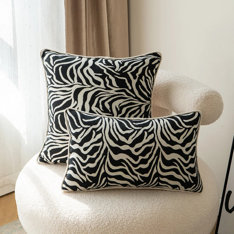 Afralia™ Zebra Hemming 50x50 Pillowcase Leopard Print Nordic Style Modern Cushion Cover