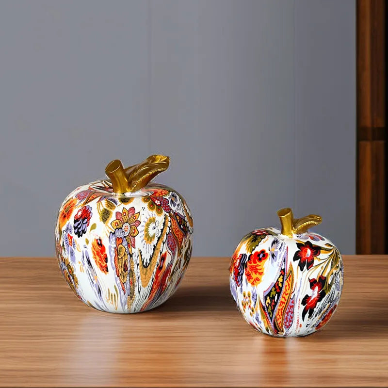 Afralia™ Apple Resin Figure Decorative Ornament for Home Office, Morden Art Craft Decor