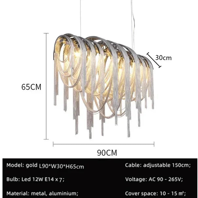 Afralia™ Modern Tassels LED Chandelier for Living Room Dining Bedroom Pendant Lights