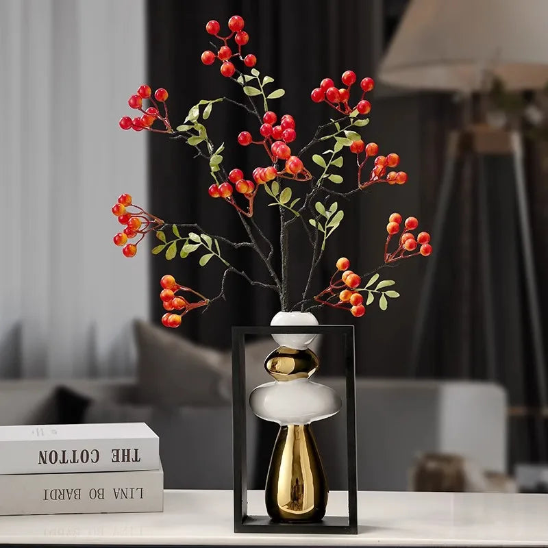 Afralia™ Geometric Golden Rockery Vase Stack for Home Decor