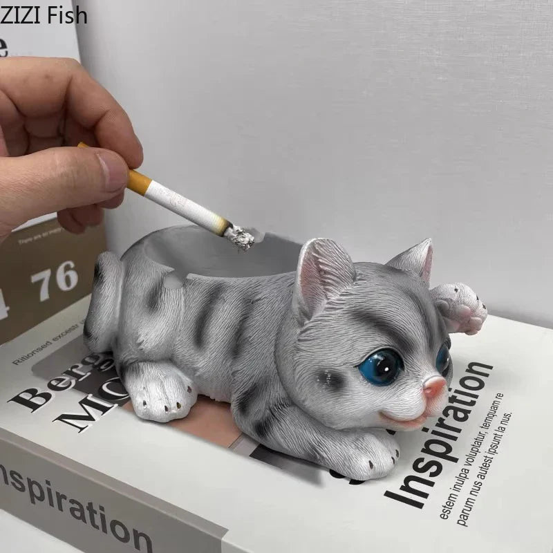 Afralia™ Kittens & Puppies Resin Ash Tray - Smoking Accessories for Office Table