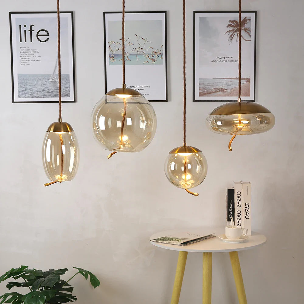 Afralia™ Scandinavian Glass Pendant Lights Knot Design Hanging Lamp Fixtures