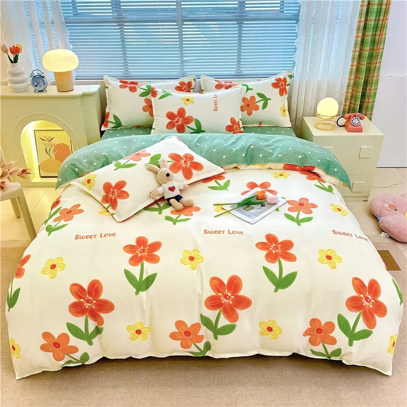 Afralia™ Plant Printed Brushed Single Duvet Cover for Cozy Winter Nights