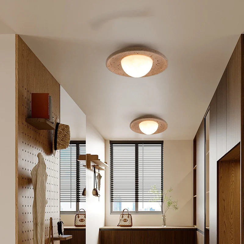 Afralia™ Yellow Travertine LED Ceiling Lamp, Modern Nordic 3D Print Light Fixtures