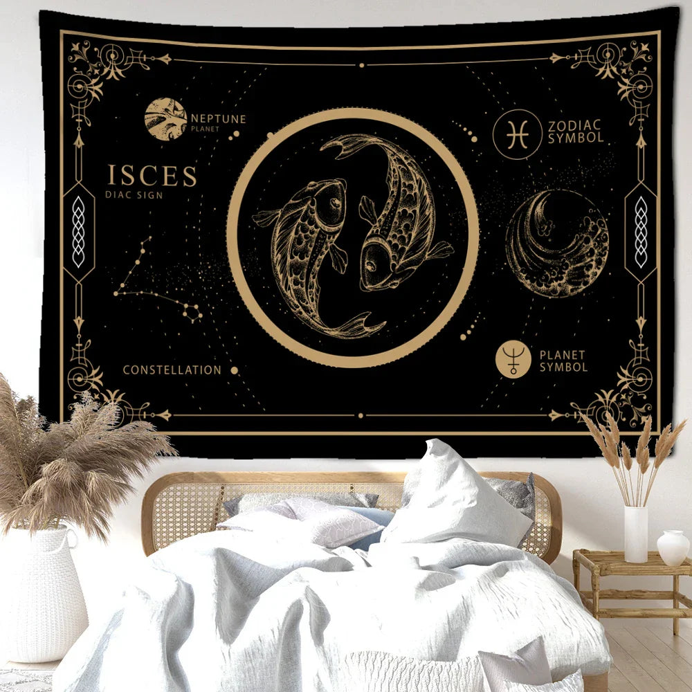 Afralia™ Constellation Tarot Tapestry Wall Hanging for Home Décor vibes and Witchy Aesthetics
