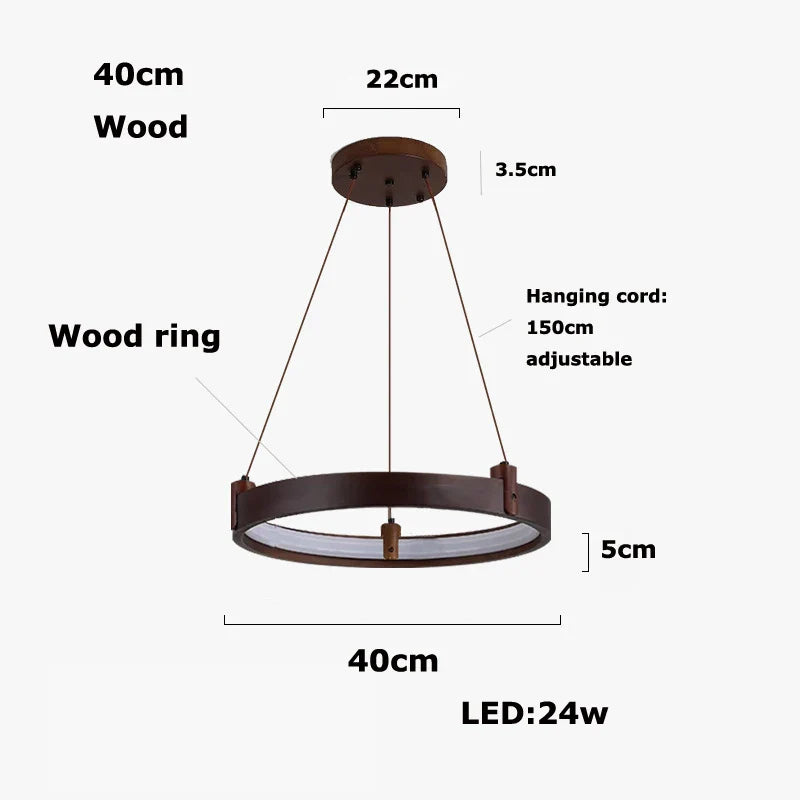 Afralia™ Stone Wood Ring LED Chandelier for Foyer Bedroom