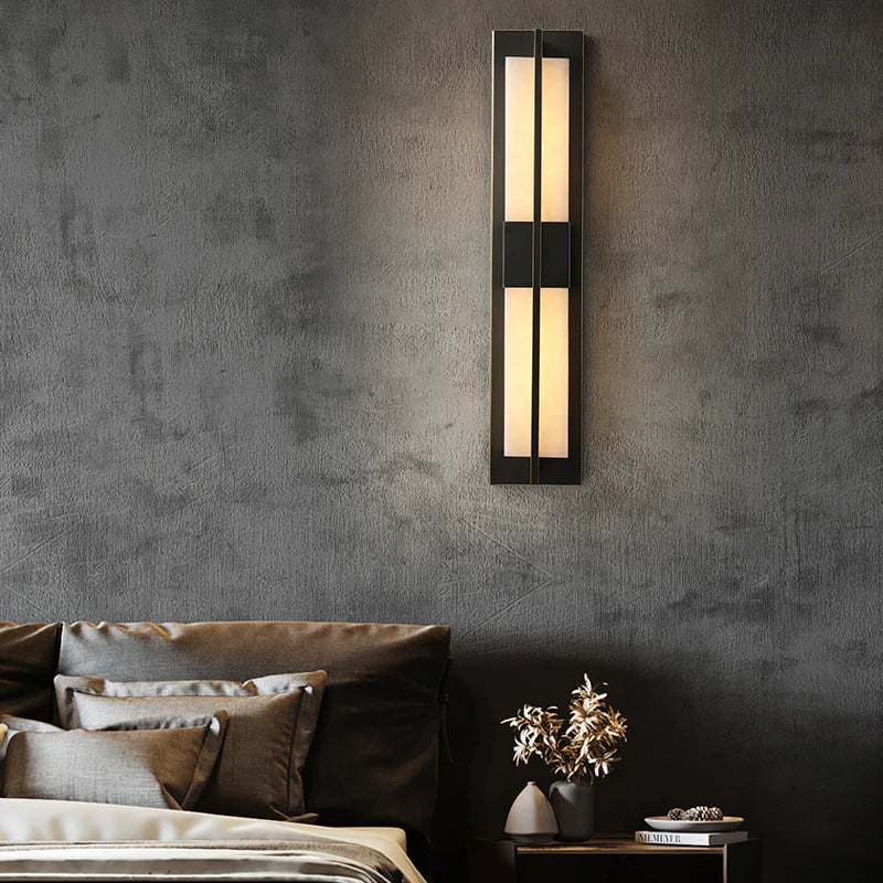 Afralia™ Marble LED Wall Lights: Gold Black Copper Sconce Lamp for Living Room, Bedroom, Restaurant