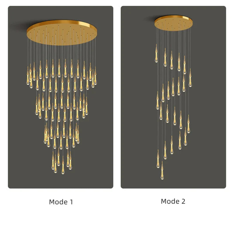 Afralia™ Crystal Luxury Ceiling Chandelier Staircase Pendant Light for Home Decor