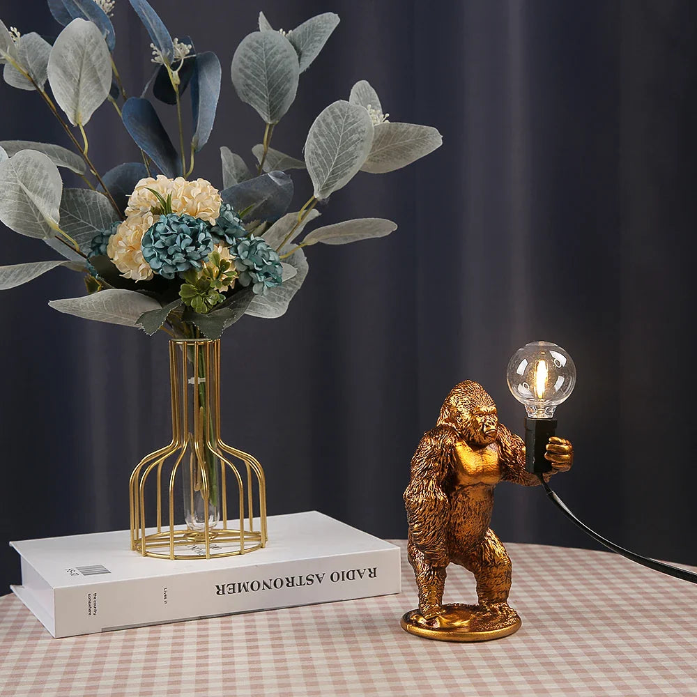 Afralia™ Orangutan LED Table Lamp: Italian Resin Night Light for Living Room, Bedroom, or Desk