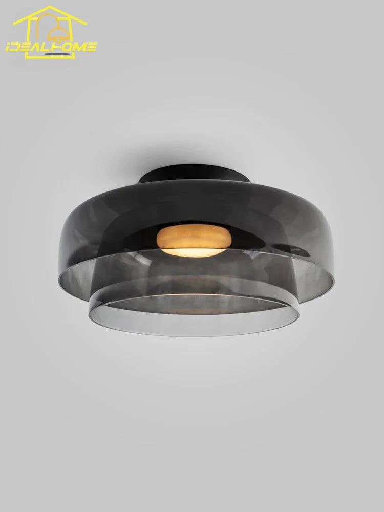 Afralia™ Glass LED Ceiling Light in Amber/Gray/Green - Modern Indoor Lighting for Various Spaces