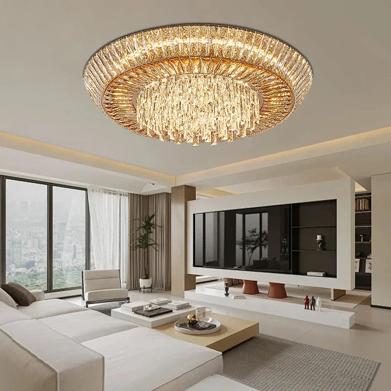 Afralia™ Amber Crystal LED Ceiling Light for Luxurious Home Decor