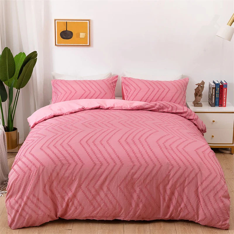 Afralia™ Soft Solid Color Double Duvet Cover Set King Queen Size Blanket & Pillowcases