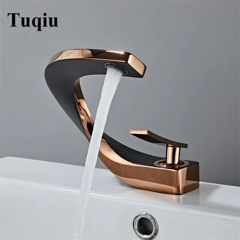 Afralia™ Brass Bathroom Basin Faucet in Elegant Rose Gold Finish