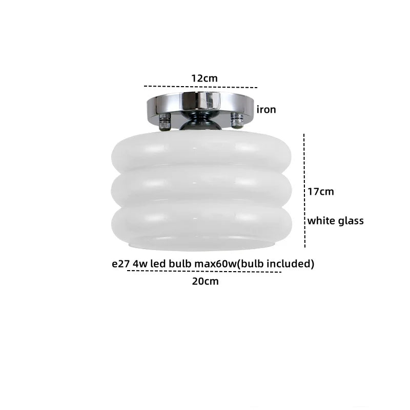 Afralia™ Creamy Glass Iron LED Ceiling Light - Modern Indoor Lighting Fixtures