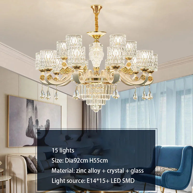 Afralia™ Crystal Luxury Chandelier for Home Living Room Dining Bedroom Villa Hall