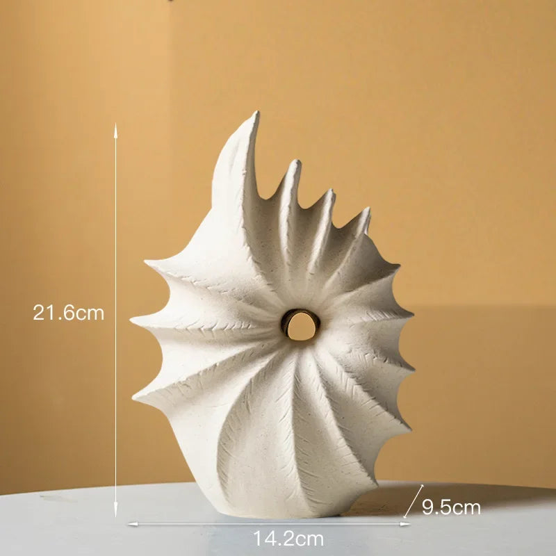 Afralia™ Conch Shape Ceramic Vase for Artificial Flower Arrangements