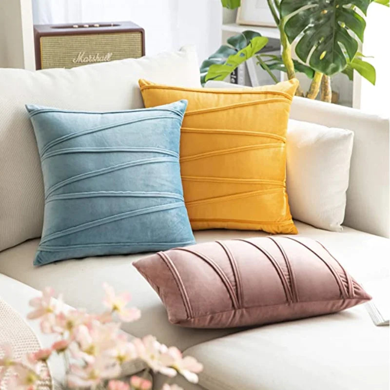 Afralia™ Velvet Mustard Yellow Fall Pillow Covers Modern Decor Case