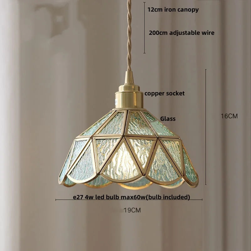 Afralia™ Tiffany Style LED Glass Pendant Light Fixture - Copper Socket & Clear Glass