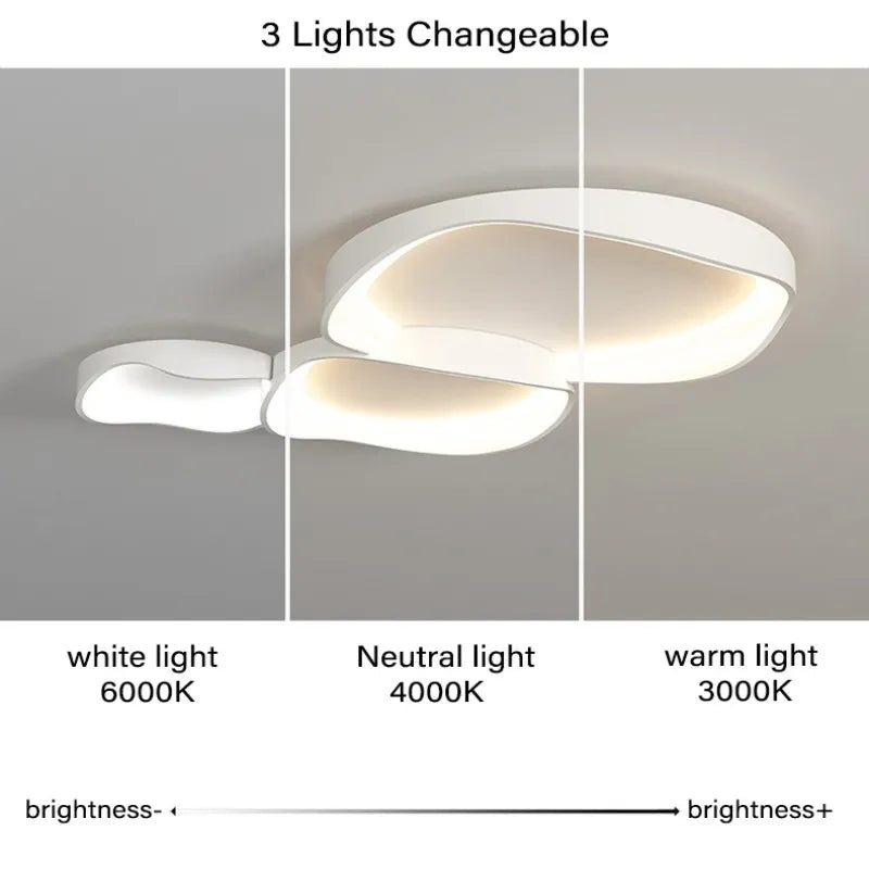 Afralia™ White LED Ceiling Chandelier for Living Room Bedroom with Remote Control