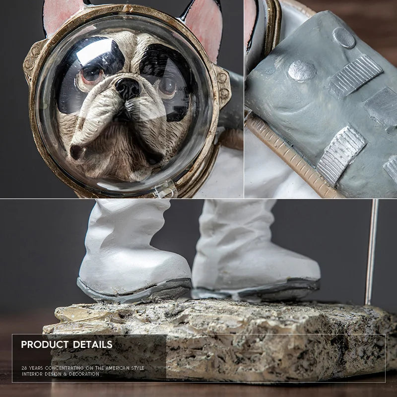 Afralia™ Space Dog Figurine: Modern Astronaut Bulldog Statue for Home Decor & Gifts