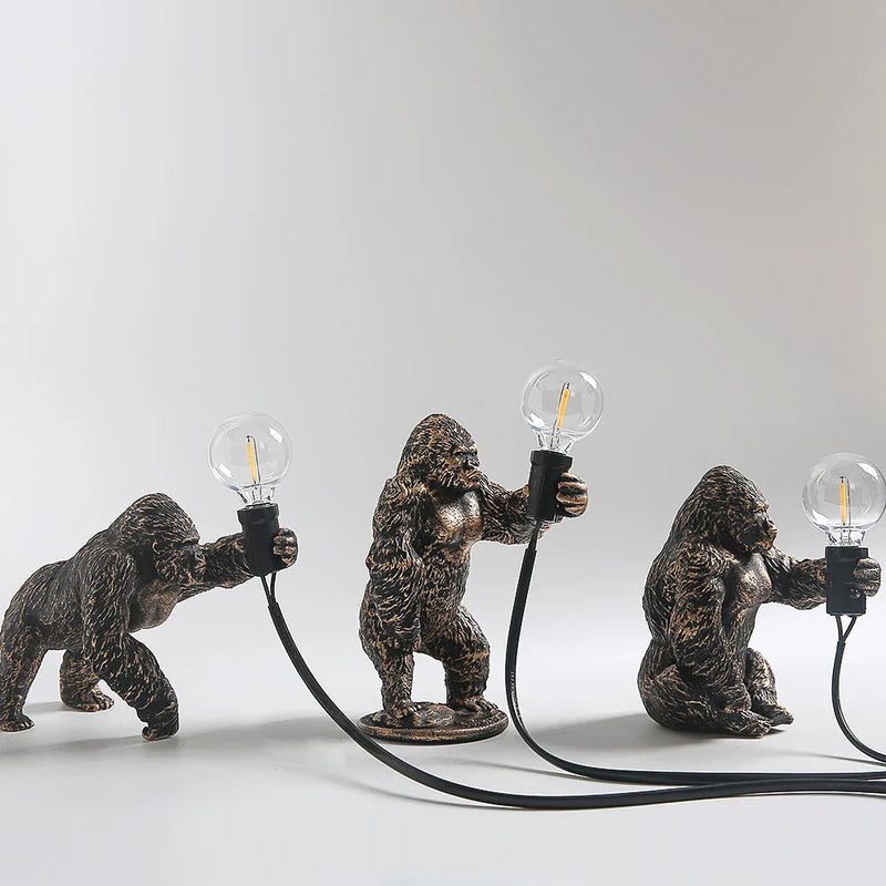 Afralia™ King Kong Gorilla Resin Table Lamp Night Light for Baby's Bedroom