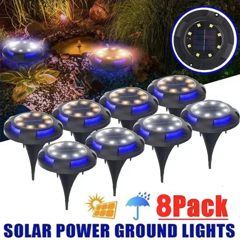 Afralia™ Solar Disk Light Outdoor Garden Spotlight Buried LED Deck Lamp Decor