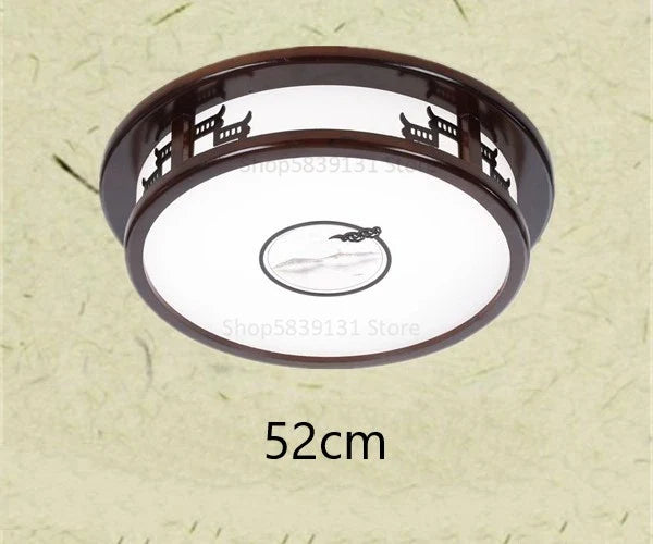 Afralia™ Antique Style Solid Wood Led Ceiling Light for Living Room Bedroom & Study