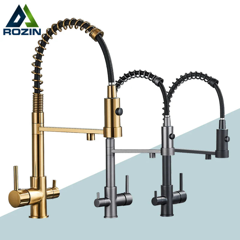 Afralia™ Black 3 Way Drinking Water Filter Faucet: Brass, 360° Flexible, Purification Tap