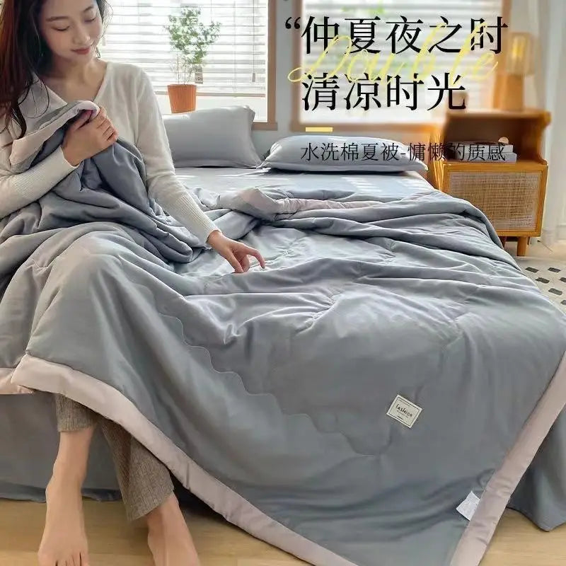 Afralia™ Cooling Cotton Quilt with Washable Core for Single Bed in Dorm