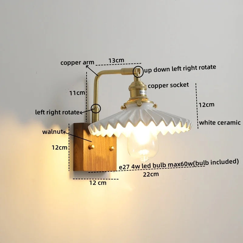 Afralia™ Nordic LED Wall Light Bedroom Living Room Ceramic Copper Lamparas