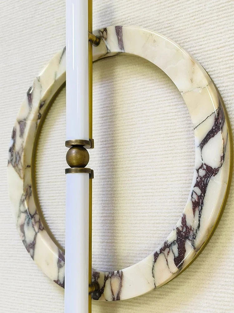 Afralia™ Round Marble Wall Lamp Minimalist Lights Stone Sconce Luxury Vintage Wall Mounted