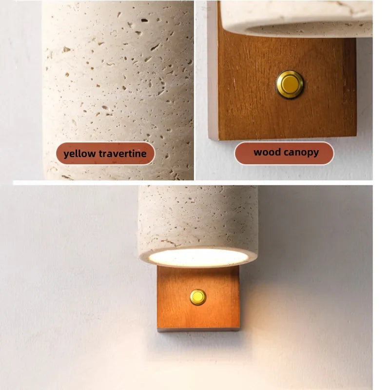 Afralia™ Modern Wood Button Switch LED Wall Lights for Restaurant Hotel Bedside Lamp