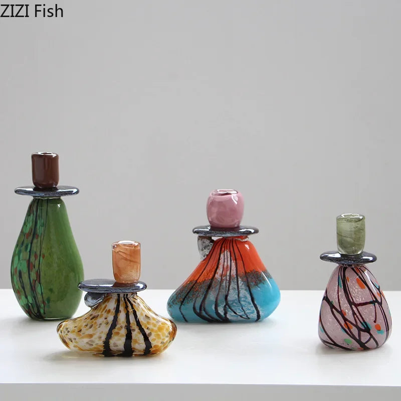 Afralia™ Glass Candle Holder: Mottled Painted Creative Ornaments & Table Decoration