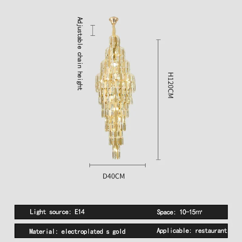 Afralia™ Crystal Luxury Chandelier for Villa Hotel Living Room Spiral Staircase