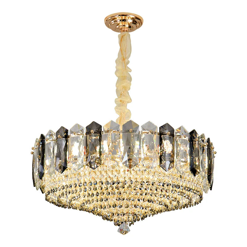 Afralia™ Crystal Duplex Villa Chandelier Hall Light - Luxe Living Room Middle Floor Lamp