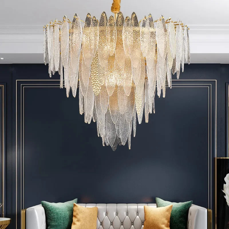 Afralia™ Gold Metal Chain LED Pendant Lights for Modern Luxury Living Room