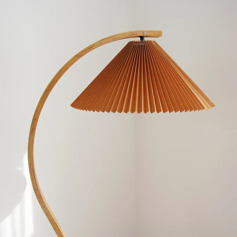 Afralia™ Nordic Wood Floor Lamp, Pleated Decoration for Living Room, Bedroom, Study & Dining
