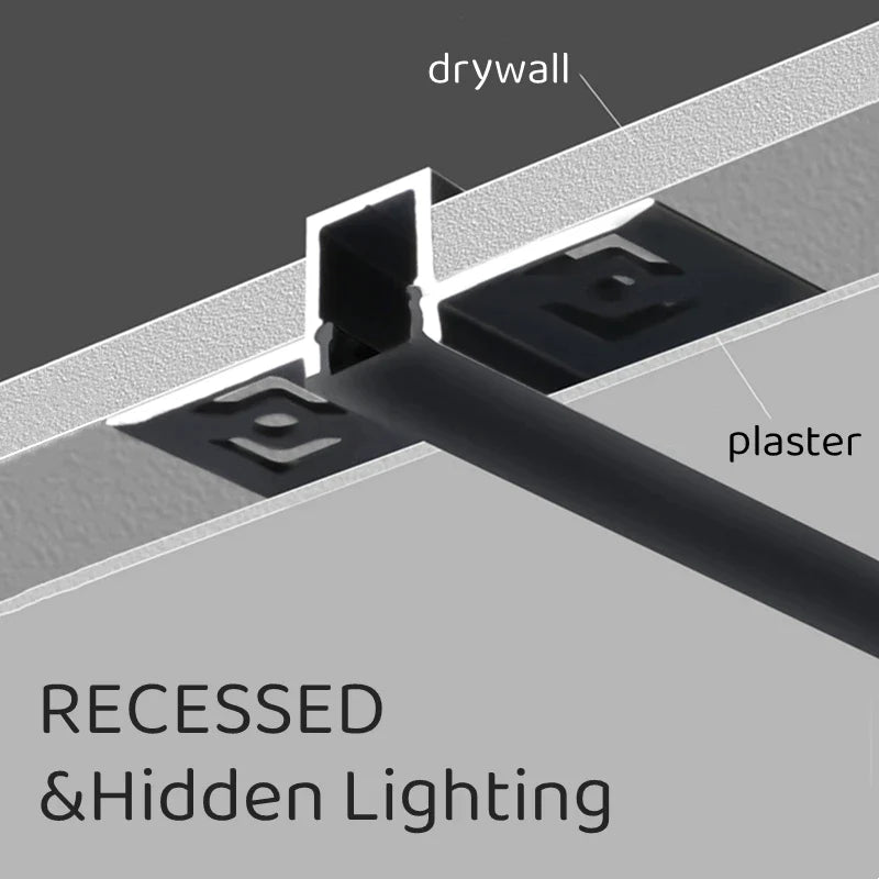 Afralia™ Black LED Aluminum Profile for Invisible Ceiling Light Strip Bar