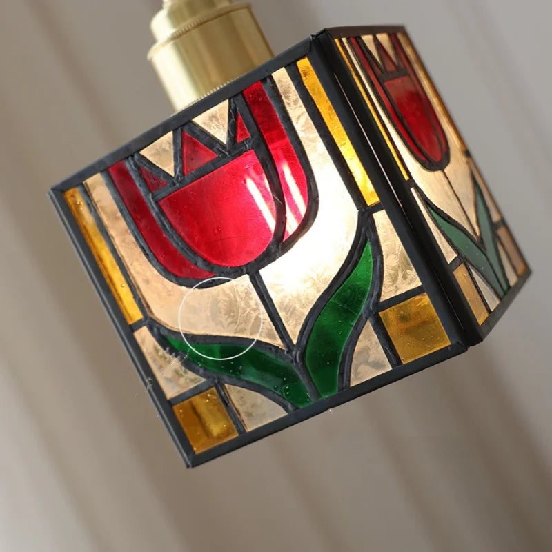 Afralia™ Cube LED Wall Sconce Copper Glass Retro Vintage Light E27 Mirrored Vanity