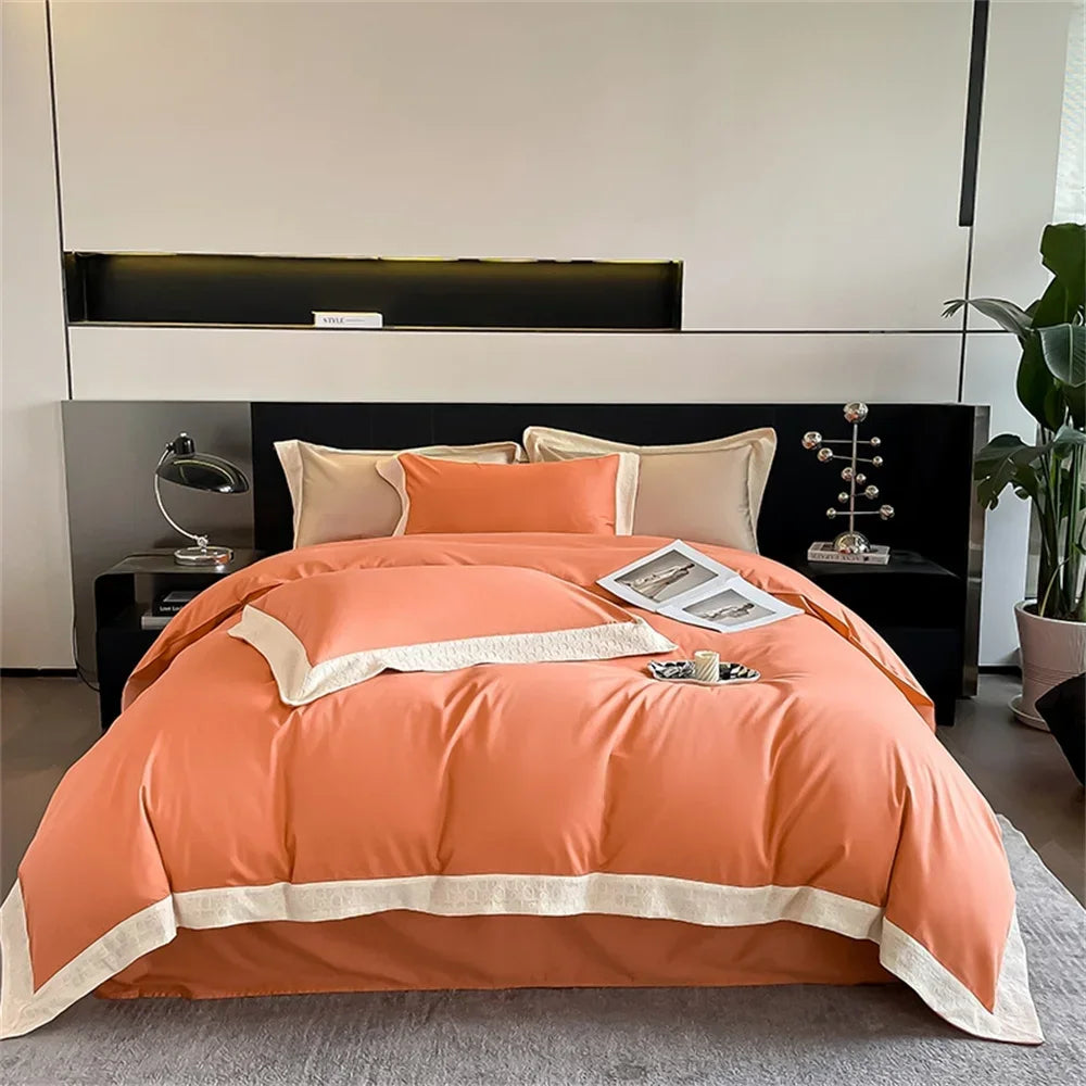 Afralia™ Luxury Egyptian Cotton Bedding Set - Queen King Size Sheets Duvet Cover Pillowcases