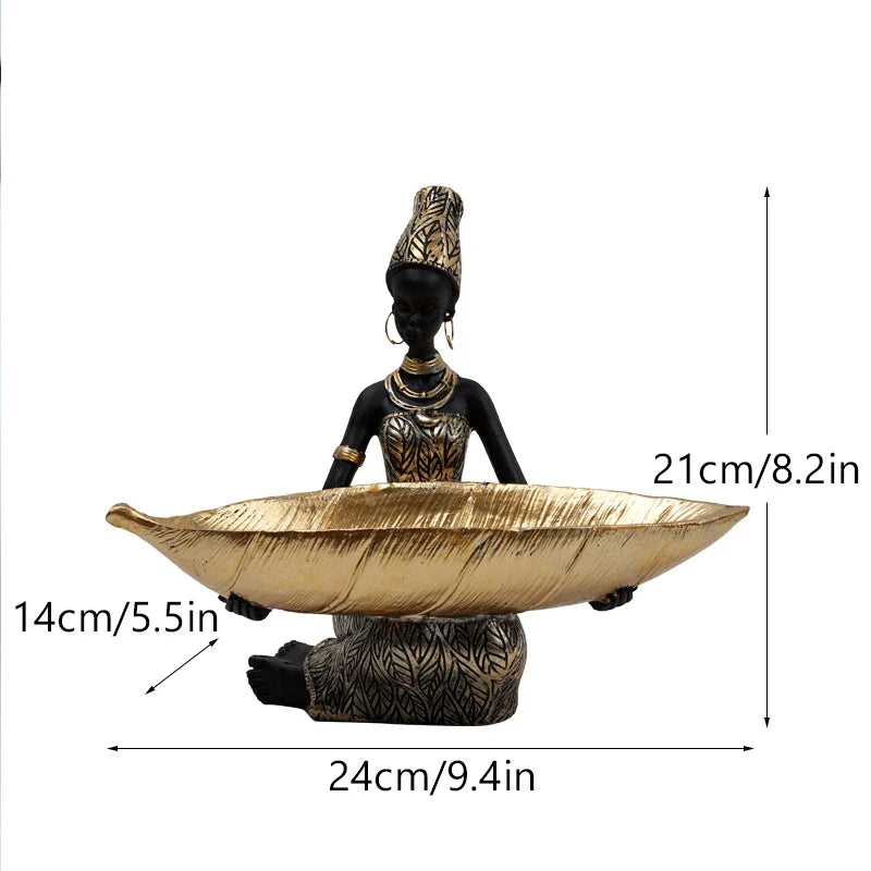 Afralia™ Black Woman Resin Statue: Exotic Desktop Decor & Storage Container